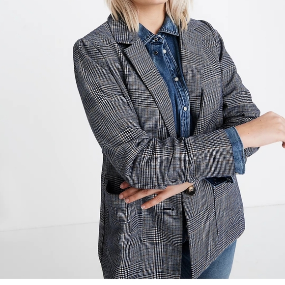 Caldwell Double-Breasted Blazer in Glen plaid medium